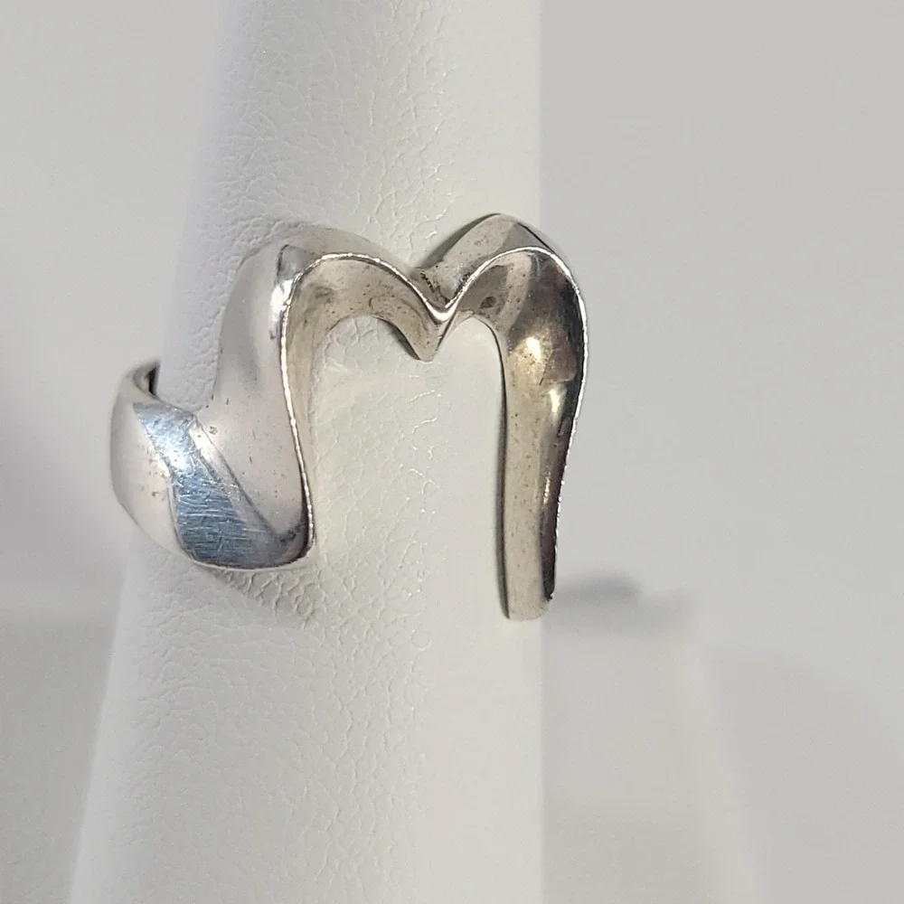 Taxco Sterling Silver Ring Size 7 Modernist Abstract Wavy Statement Mexico 950